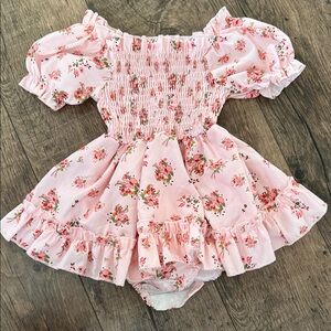 Floral Pink Baby Dress with Ruffles